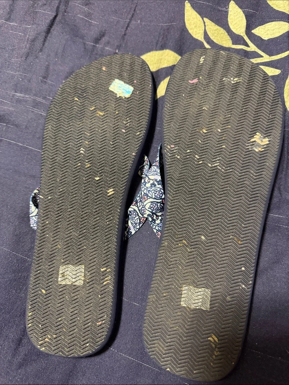 Vera Bradley Navy Flip Flop Sandals with Patterned Straps